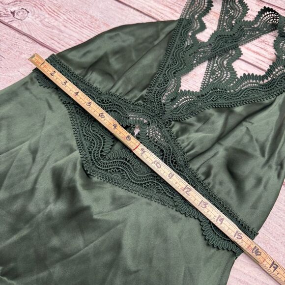 The Kooples Guipure Lace Trim Dress Emerald Green Silk Size 3 = US Large NEW - Picture 5 of 10